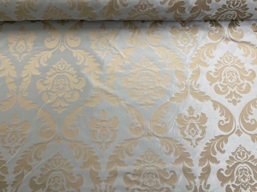 Vintage Damask fabric Blue Gold Silk Curtain Blind Craft Upholstery - Picture 5 of 7