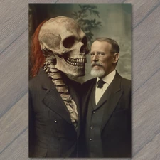 Art Print  Formal Men with Skeletal Monster Eerie Strange Weird Horned