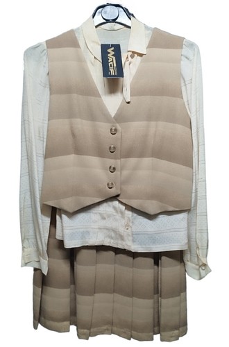 Completo Donna 3 Pezzi Lana e Seta Fantasia Invernale, solo Tg 40it Real Vintage - Picture 2 of 40