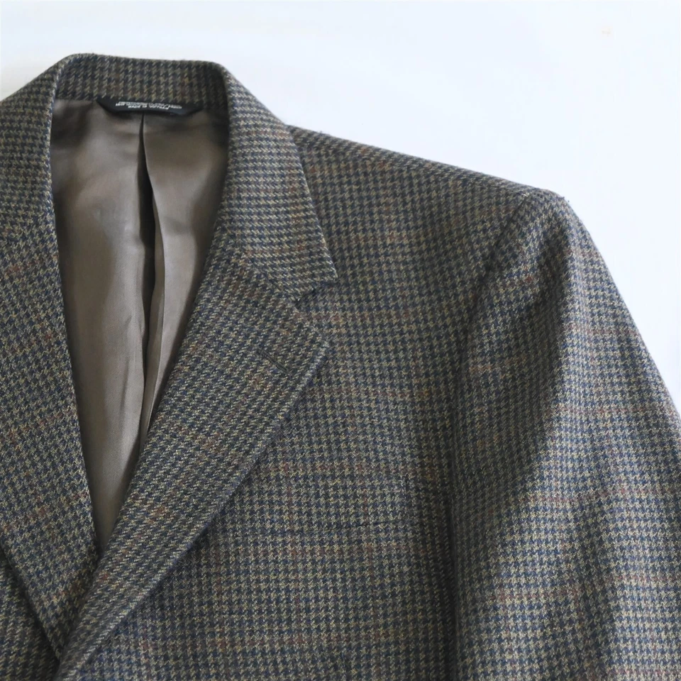 Blazer abrigo deportivo Evan Piccone 40R verde pata de gallo lana cachemir franela para hombre Foto 2 de 4