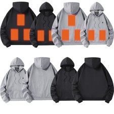 Winter Thick Unisex USB Heated Hoodies W/Pocket 5 Heating Zone Windproof Clothes