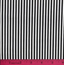 Black White Stripes Fabric - HALF YARD - 100% Cotton Quilting Striped Small 1/8"