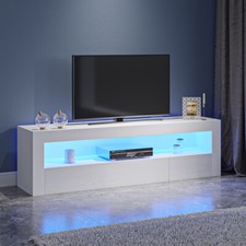 TV Stand Modern High Gloss Doors Entertainment Unit Cabinet With RGB LED Lights