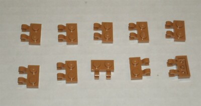LEGO NEW 1x2 Medium Dark Flesh Plate Horizontal Clips (10x