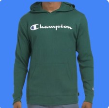 Champion NEW Waffle Knit Hoodie. Large Logo & Pocket Forest Peak Green Small