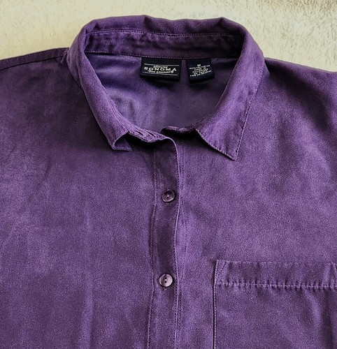 Sonoma ~ Women's Long Sleeve Button Up Top ~ Size Med ~ Purple ~ Vintage - Picture 2 of 9