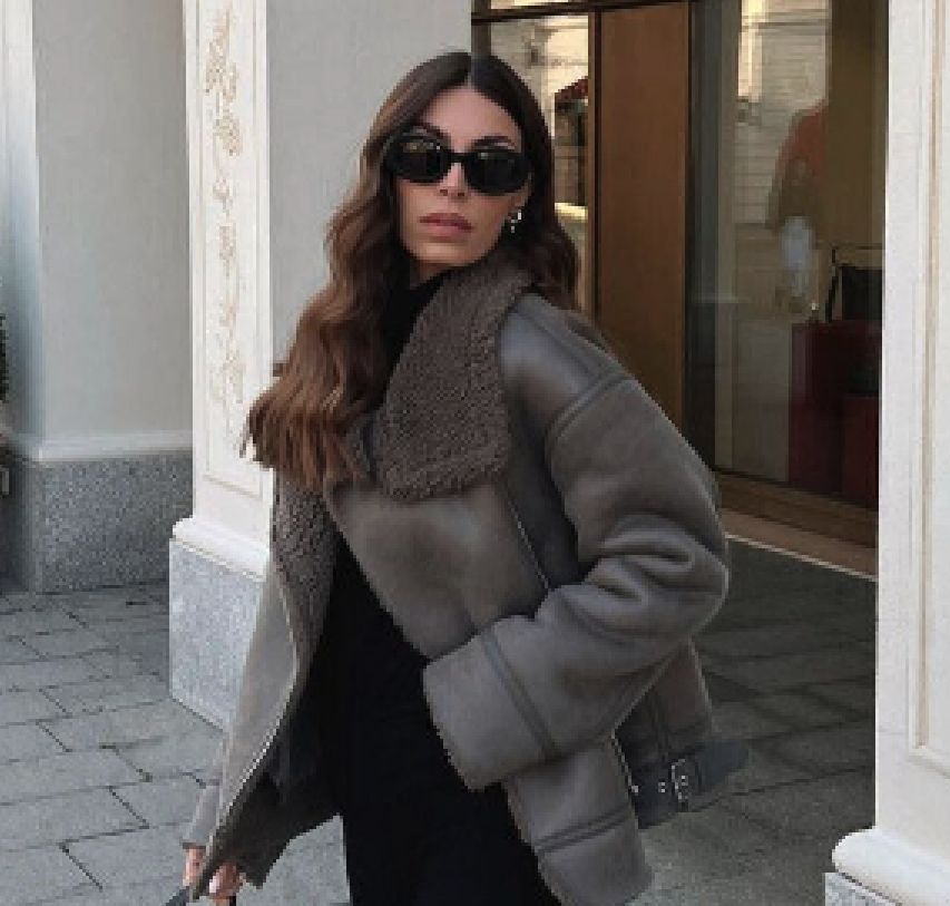 ZARA NEW WOMEN FAUX LEATHER SHEARLING DOUBLE-FACED BIKER JACKET