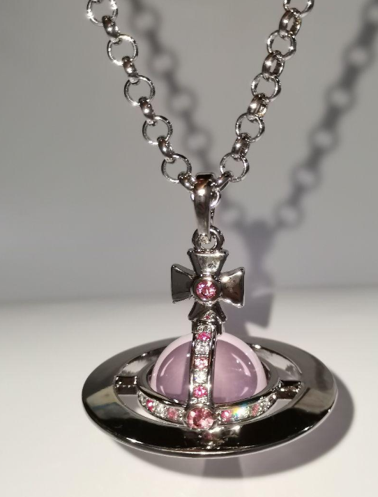 Vivienne Westwood Small Orb Necklace Pendant Pink Silver Vivienne Westwood Small Orb Necklace Pendant Pink Silver