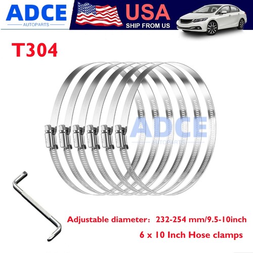 4-Pack 10-Inch Stainless Steel Duct Clamps – Adjustable For Hoses & Pipes