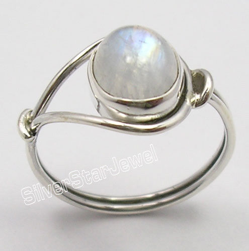 Promotional Apparel || 925 Silver OVAL RAINBOW MOONSTONE Ring Choose Any Size - Picture 3 of 4