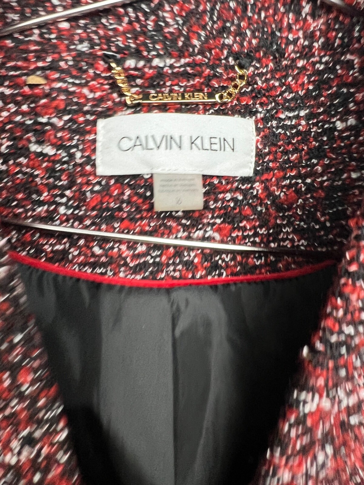 70s Calvin Klein Tweed Long Coat Jacket Womens Plus 16W Marble Winter Classy * thumbnail 6