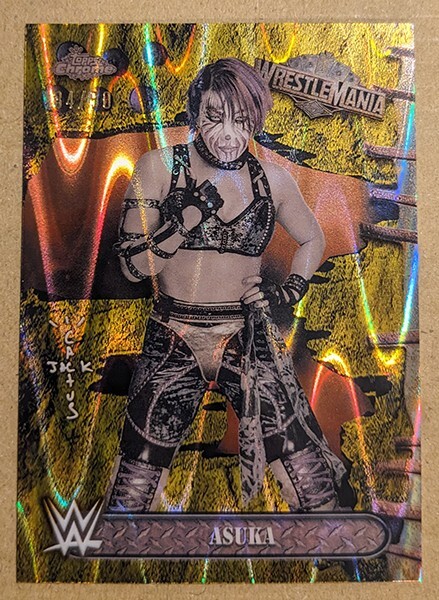 Asuka 2025 Topps Chrome WWE Cactus Jack x WrestleMania Base Gold /50