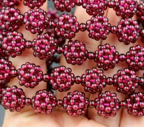 Brazalete elástico de 12 mm Vino Genuino Granate Rojo Cuentas Transparentes - Imagen 3 de 8