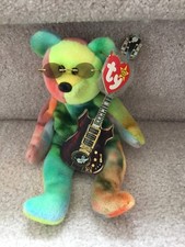 Rare Ty Garcia Beanie Baby 4051 w/Glasses  Guitar, PVC, 1993 with Errors MWMT