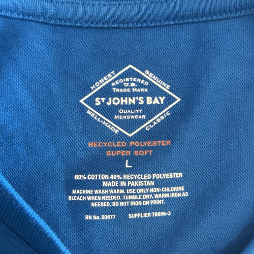 NWT St John's bay Men's Large T-shirt Lot Blue White Undershirt Lightweight Soft - Afbeelding 4 van 10