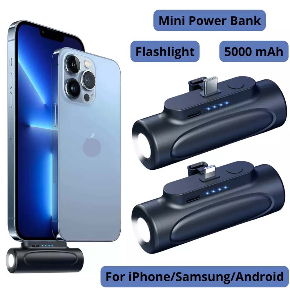 5000mAh Power Bank Portable Charger for iPhone 15 14 13 External Battery Backup