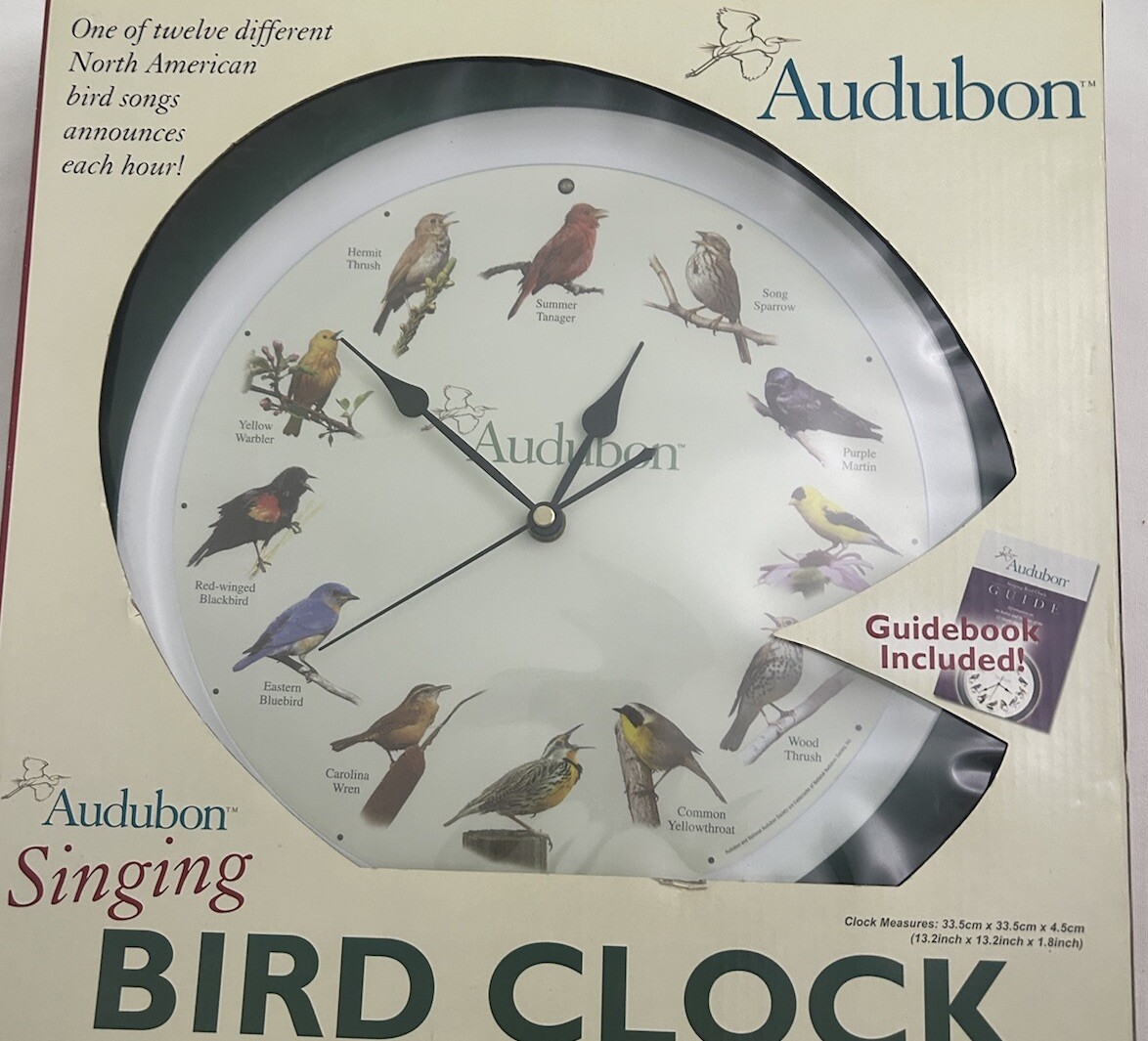 Audubon Singing Bird Clock Wall Hanging Bird Songs 100th Anniversary