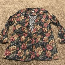 vtg just in thyme ltd womens size 12 floral jacket rayon blend open b17