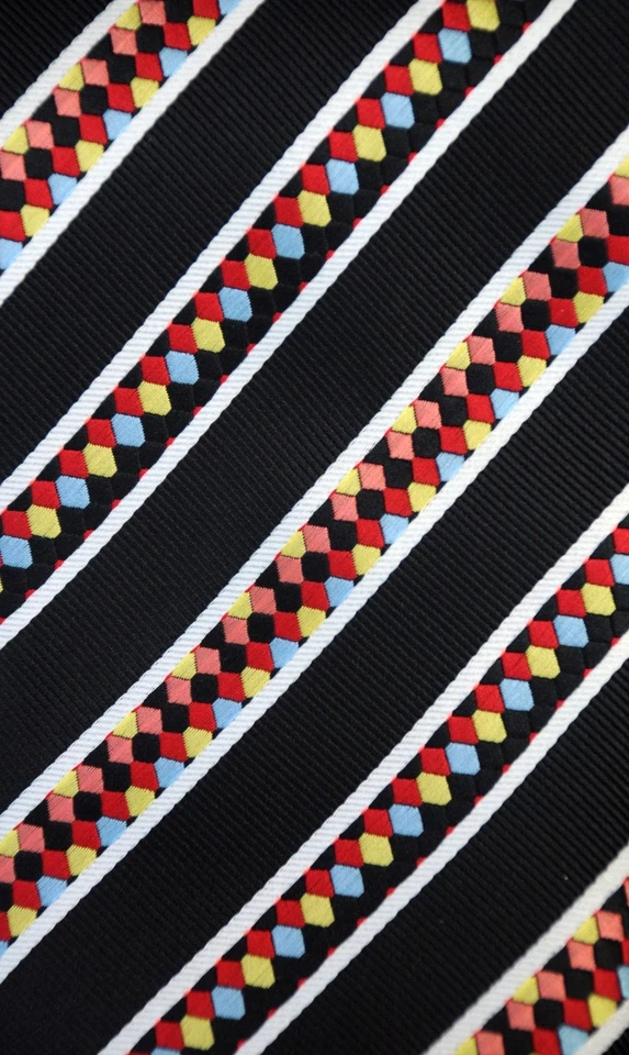 Corbata Lord R Colton Masterworks negra colorida supervivencia seda XL corbata $195 nueva Foto 3 de 4