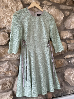 mint green topshop dress Pastel Lace Skater Fit and Flare Size 10 Verde menta