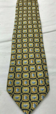 PFIZER Viagra For Men Necktie Tablets Pills Linked Waves Gold Navy Silk Tie 
