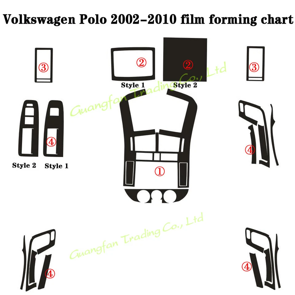 For Volkswagen polo 2002-2010 5D Carbon Fiber Pattern Interior DIY Trim Decals Foto 2 de 4