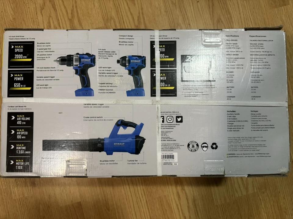 BRAND NEW Kobalt 3-Tool 24V Max Brushless Combo Starter Kit w/Battey & Charger - Image 3 of 3