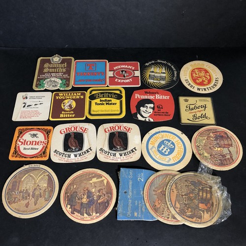 Vintage Beer Coaster Lot of 19 Beer Mat Brewery Man cave - Picture 1 of 2