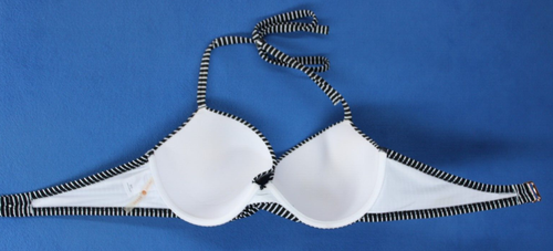 Shade & Shore Striped Underwire Lined Halter Bikini Top Size 36D #E8672 - Picture 5 of 6