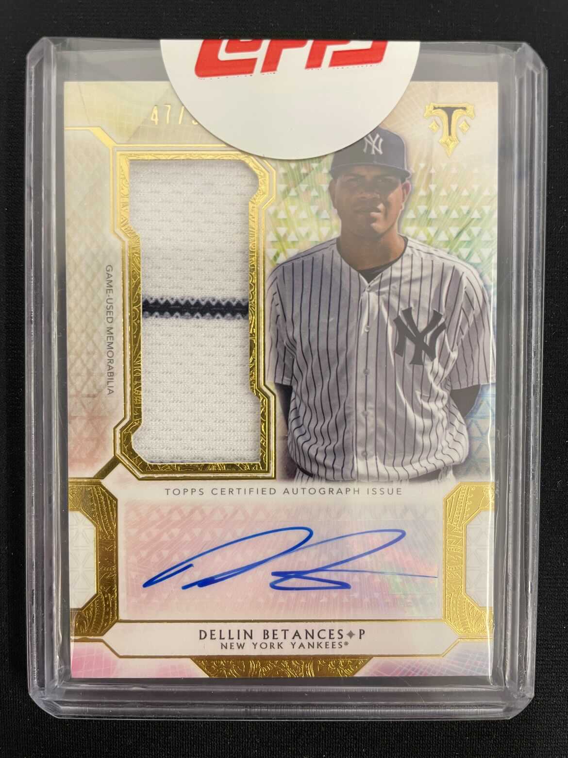 DELLIN BETANCES 2018 TRIPLE THREADS UNITY JUMBO RELIC AUTO /99 - YANKEES - *5325