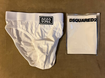 DSQUARED2 WHITE SIGNATURE WAIST PATCH COTTO BRIEF UNDERWEAR XL DSQ2