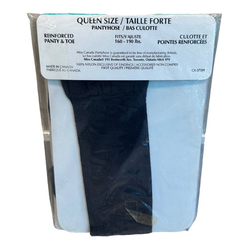 Vintage Miss Canada reinforced panty and toe pantyhose charcoal Queen 100% Nylon - Picture 2 of 2