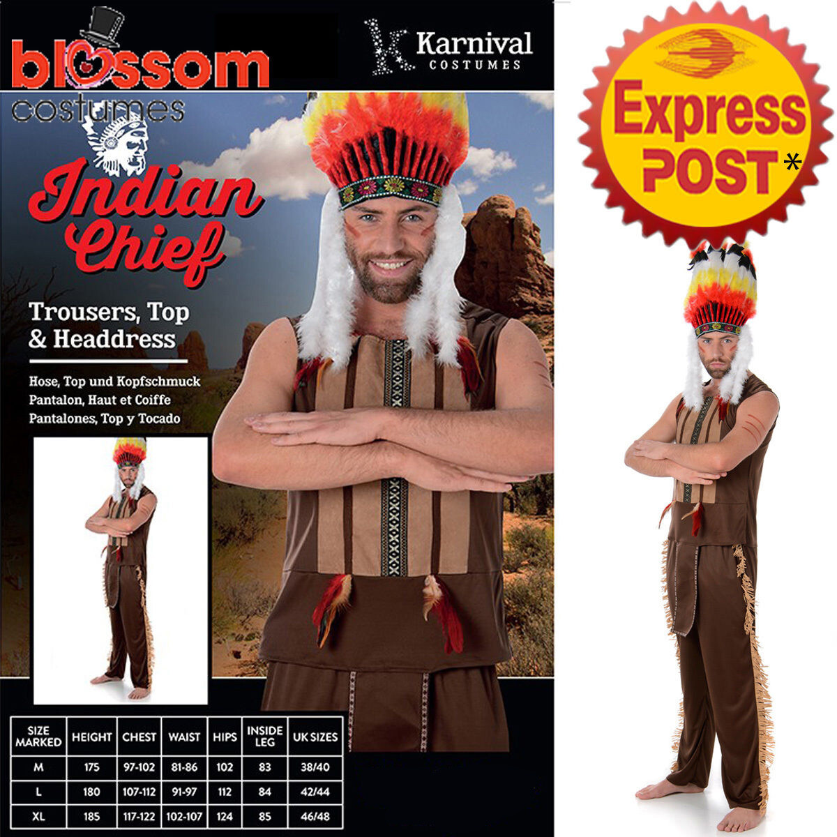 CA237 Indian Chief American Mens Fancy Party Costume Headdress | eBay
