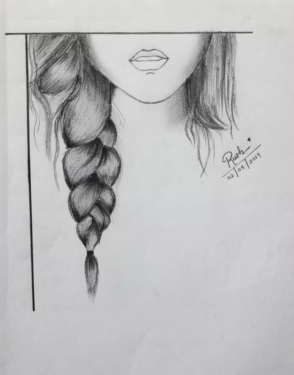 Girl Alone Pencil Drawing - A4 size