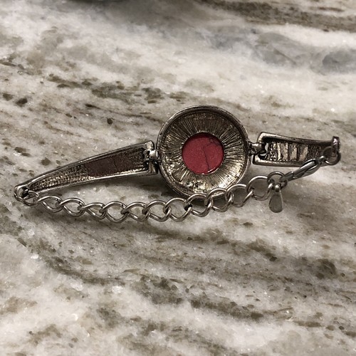 Women’s Silver Toned w/Red Resin Cabochon Howlite Style Cuff Bracelet - Picture 5 of 8