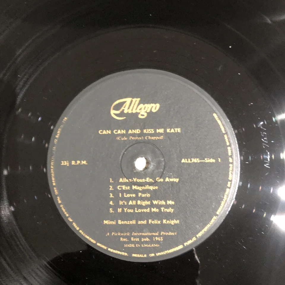 Kiss Me Kate & Can  Can ; Mimi Benzell & Felix Night 1965 LP Vinyl Allegro Label - Image 4 of 4