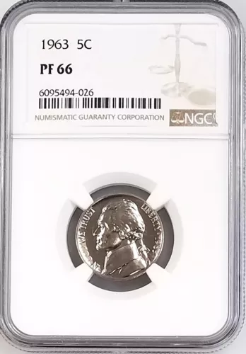 1963 Proof Jefferson Nickel certified PF 66 by NGC!