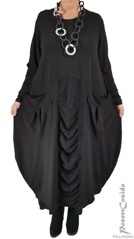 PoCo DeSiGn LAGENLOOK Ballon-Kleid 44 46 48 50 52 54 56 58 L-XL-XXL-XXXL schwarz - Bild 3 von 4