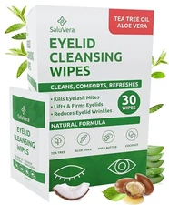 Eye Lid Cleaning  Wipes–Tea Tree & Aloe Vera for Dry, Itchy Eyes, 30 Wipes