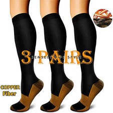 3 Pares Medias Calcetines De Compresion Para Hombres Mujeres 15-20 mmHg US STOCK