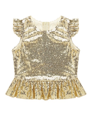 Kids Girls Sparkly Sequin Mermaid Costume Peplum Tops Birthday Party Shiny AU - Picture 15 of 53