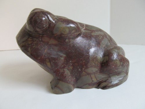 Stone Brown Frog Rock Heavy Toad Rock Marble ? Garden Figure Lg 4 Lbs Carved H1 - Picture 5 of 8