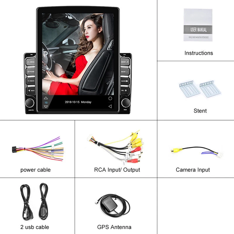 Android Car Radio 9.7'' Vertical Screen 2din GPS Navigation HeadUnit & Camera - Image 2 of 4