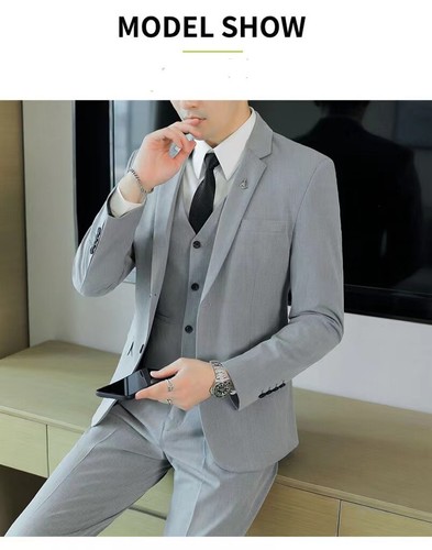 Quality 3 Pieces suit set men's business professional dress Wedding Work & Party - Picture 14 of 17