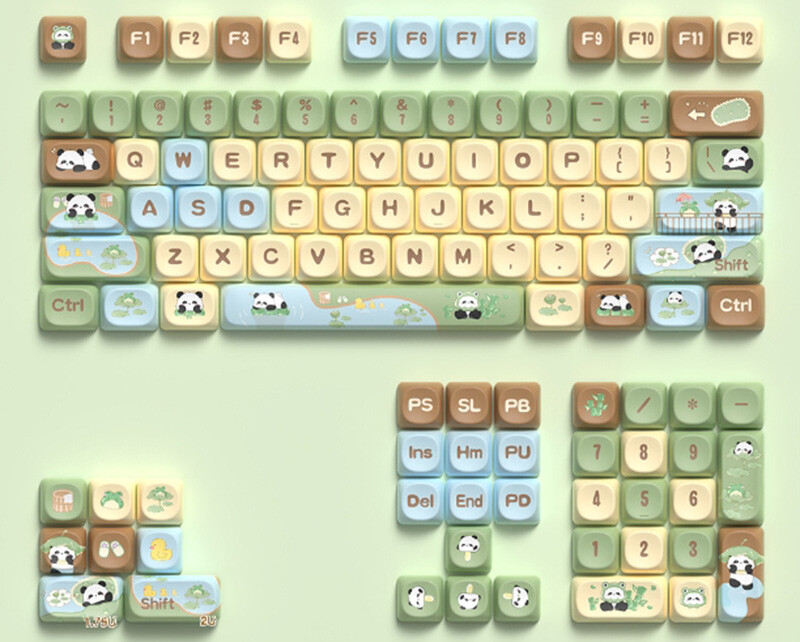 112 pcs Panda Paradise MOA Keycaps PBT Keycaps For Mechanical Keyboard