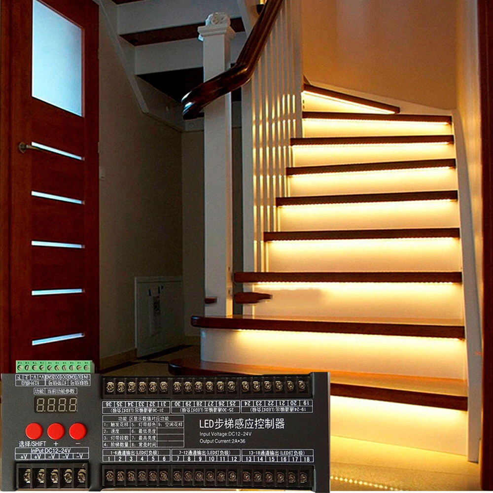 Stair LED Motion Sensor Light Strip Step Dimming Wireless Indoor DC 12V Flexible