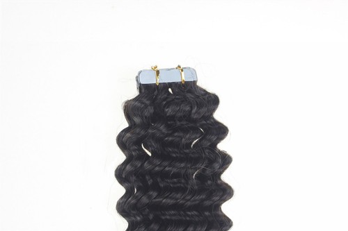 Seamless Tape In Human Curly Hair Extensions Remy Skin Wefts Balayage Blonde 18" - Picture 10 of 28