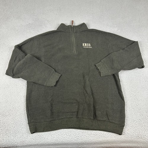 Woolrich Pullover Herren 2XL Grün 100% Baumwolle Strick Langarm 1/4 Zip Pulli
