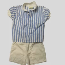 VTG TODAY’S BABY by CARTER'S Toddler 18–24M Snap Stripe Top Shorts w Pockets VBC