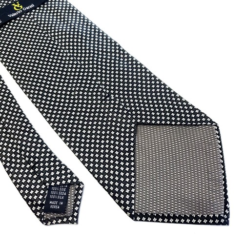 Valerio Garati Green White Print Geometric Wide Silk Tie - Picture 5 of 6